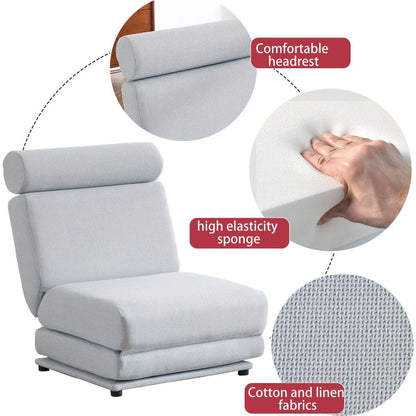Single Sofa Chair Foldable Single Sofa Bed with Pillow,Portable Foldable Sofa Bed,Leisure Sofa Chair,Easy to Store,Made of Breathable and Wearable Linen