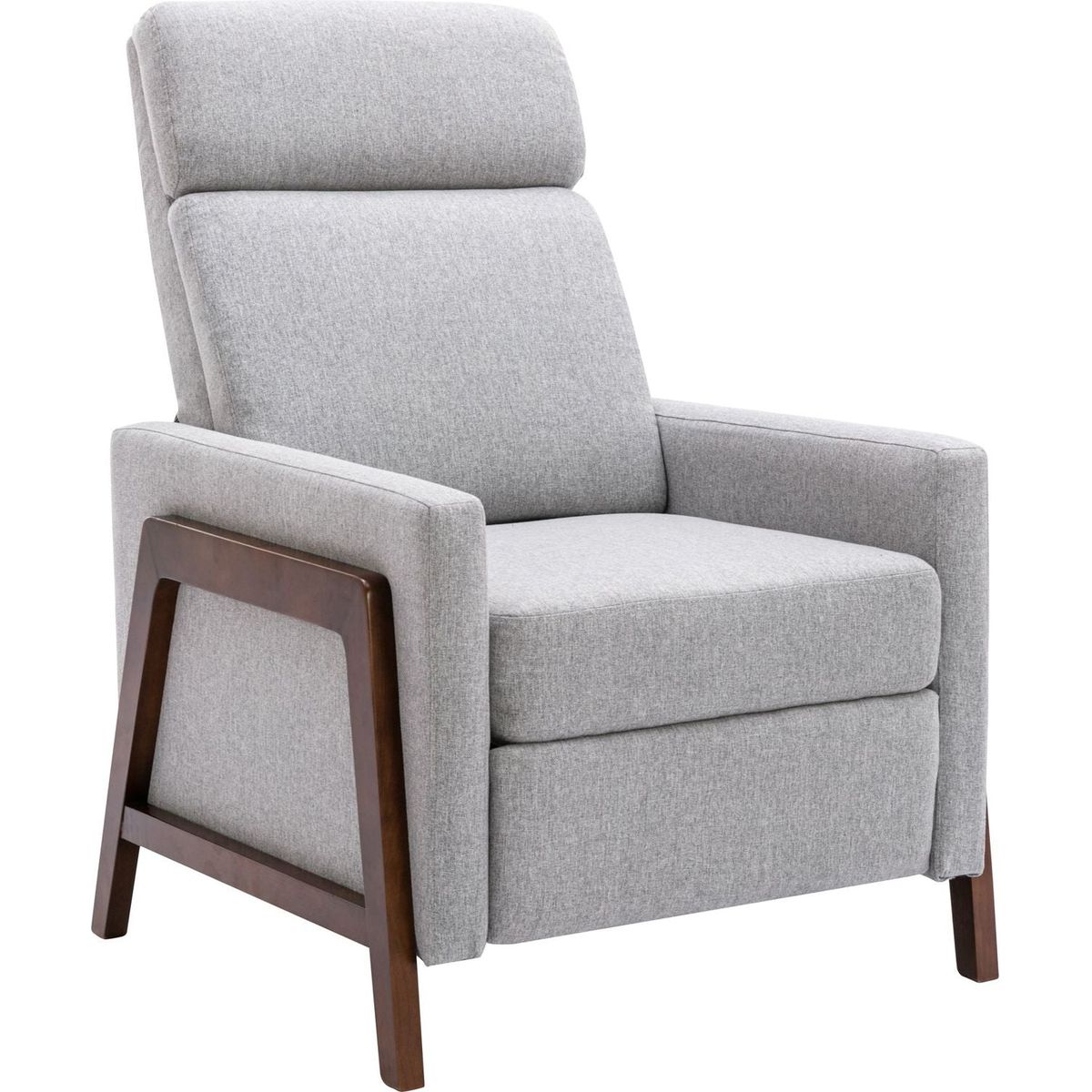 Wood-Framed Upholstered Recliner Chair Adjustable Home Theater Seating with Thick Seat Cushion and Backrest Modern Living Room Recliners, Gray