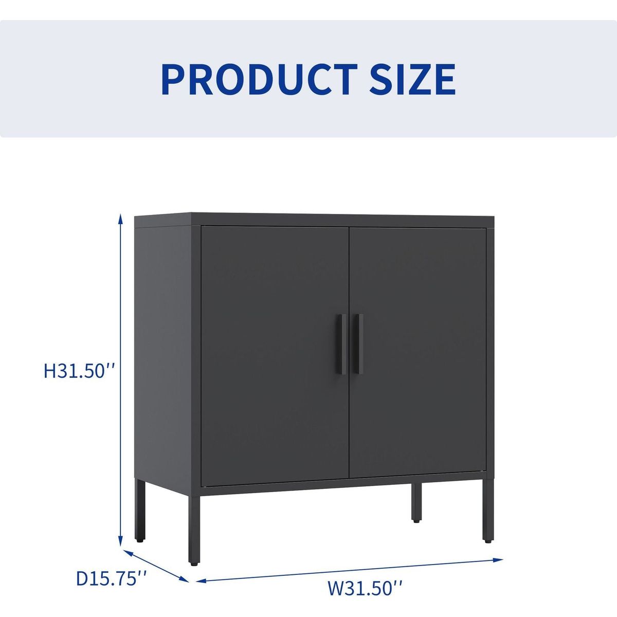 Metal Storage Cabinet with 2 Doors and 2 Adjustable Shelves, Steel Lockable Garage Storage Cabinet, Metal File Cabinet for Home Office School Gym, Black