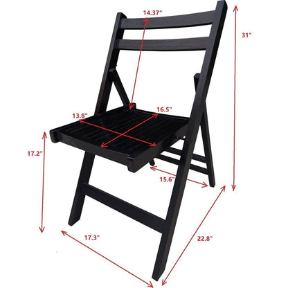 Furniture Slatted Wood Folding Special Event Chair - black, Set of 4, FOLDING CHAIR, FOLDABLE STYLE