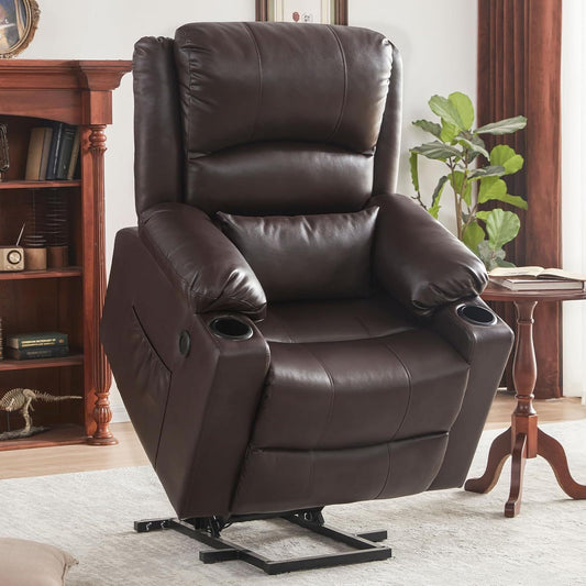 Lift Chairs Recliner for Elderly Heat and Massage Chair Recliner Electric Power Recliner with Cup holder Extended Footrest USB & Type C Ports