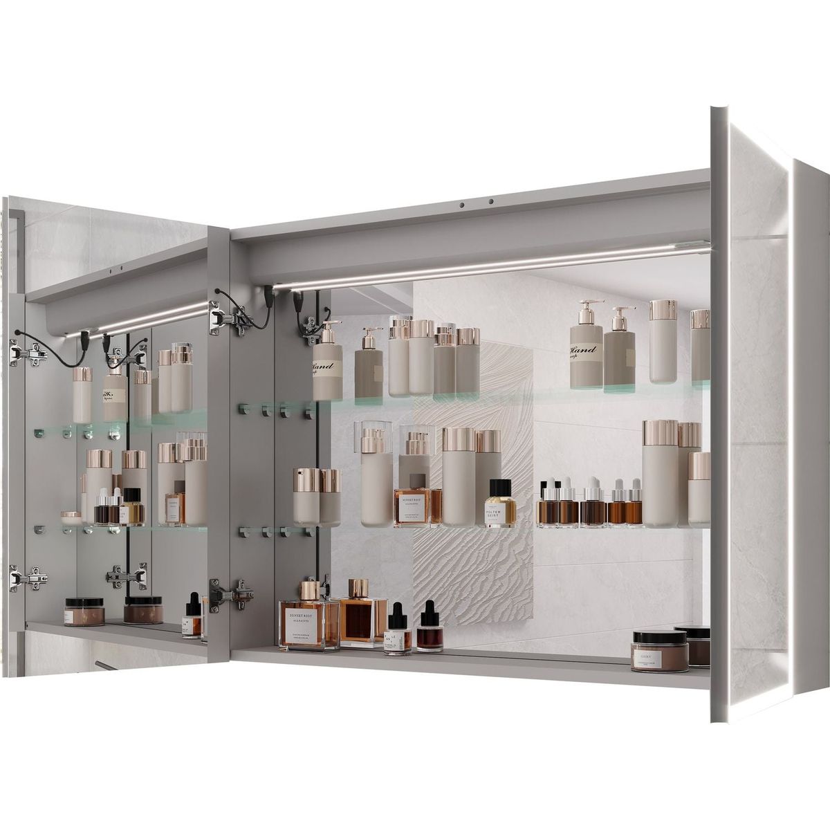 Bathroom Medicine Cabinet with Lights, 36x24 Inch LED Medicine Cabinet with Mirror, Double Door Lighted Medicine Cabinet with Defogger, Dimmer, Clock & Temp Display, 2 Outlets & USB Ports
