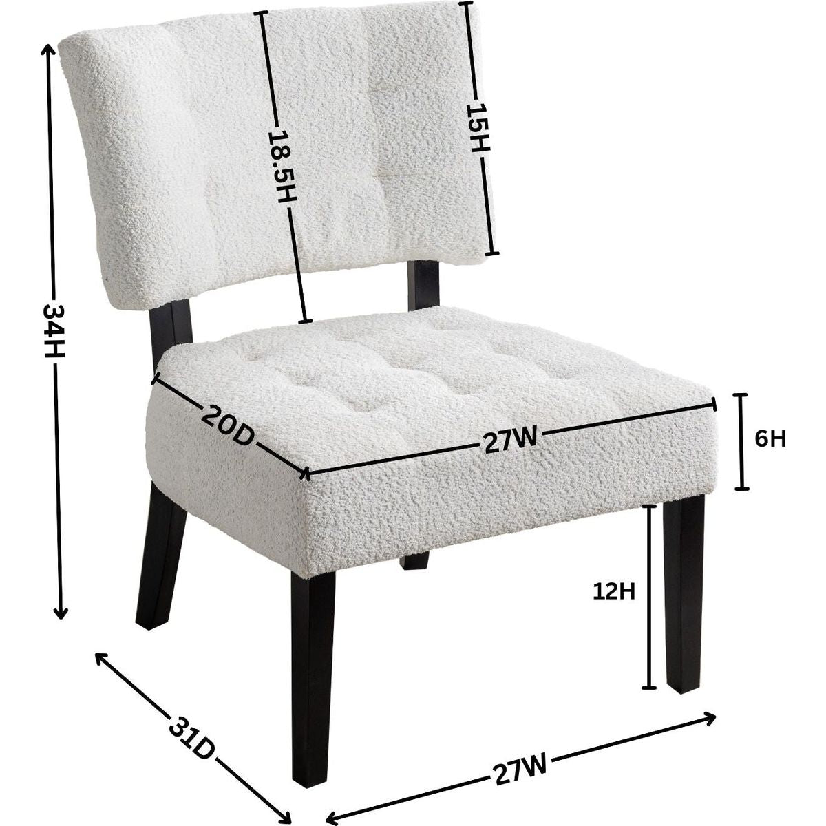 Movile Boucle Tufted Accent Chair with Oversized Seating, White
