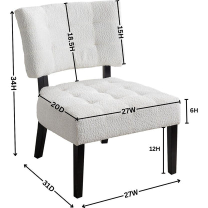 Movile Boucle Tufted Accent Chair with Oversized Seating, White