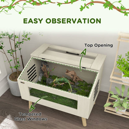 Reptile Terrarium 29 Gallon Top Opening Reptile Tank with Glass Windows Air Ventilations, for Snakes Lizards Horned Frogs Chameleons Hamsters Gerbils, 31.5" x 20" x 24"