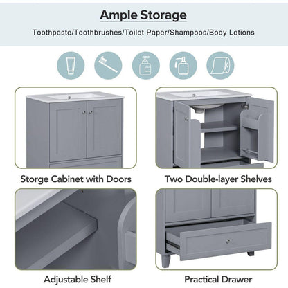 30" Premium Bathroom Vanity Set with Ceramic Sink and Ample Storage Space - Ideal for Small Bathrooms