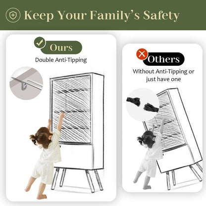 4 Drawer Dresser, Modern Rattan Dresser Chest with Wide Drawers and Metal Handles, Farmhouse Wood Storage Chest of Drawers for Bedroom, Living Room, Hallway, Entryway