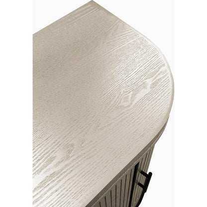 Modern Curved Sideboard 47.2-Inch Decorative Storage Cabinet Wooden Console Table Coffee Bar Cabinet with 4 Doors and Adjustable Interior Shelves for Living Room, Kitchen, Bedroom, Hallway (Champagne)