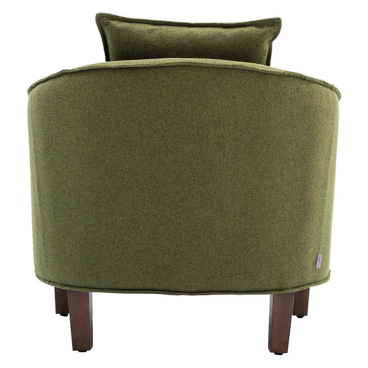 Accent Chair with Ottoman, Mid Century Modern Barrel Chair Upholstered Club Tub Round Arms Chair for Living Room