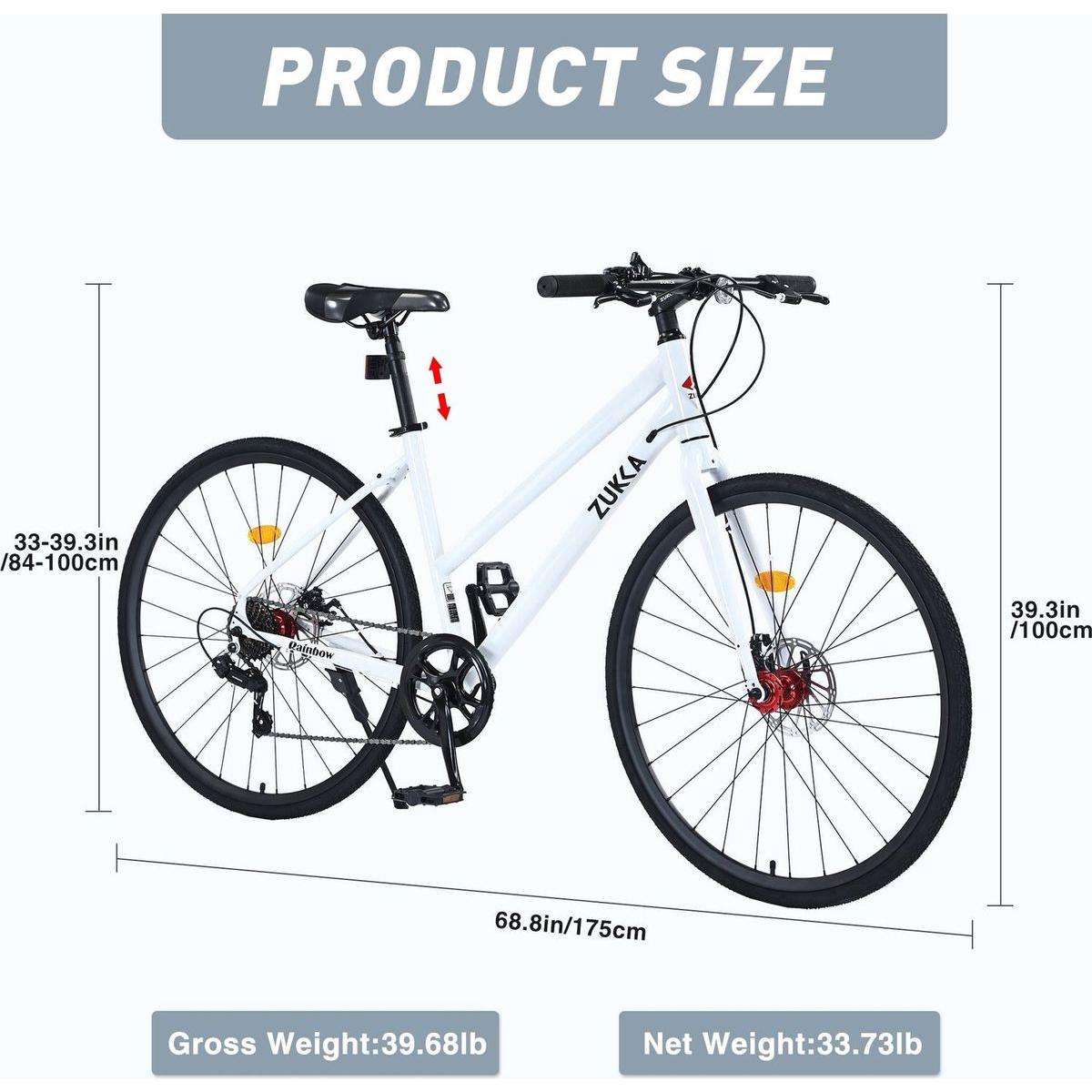 7 Speed Hybrid bike Disc Brake 700C Road Bike For men women's City Bicycle