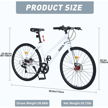 7 Speed Hybrid bike Disc Brake 700C Road Bike For men women's City Bicycle