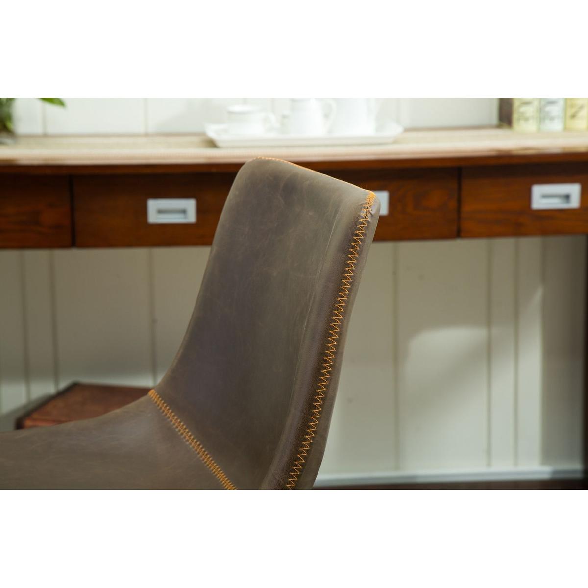 Lotusville Vintage PU Leather Dining Chairs, Set of 2, Antique Brown