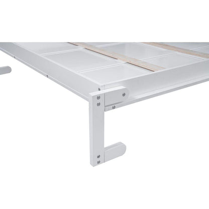 Queen Size Murphy Bed Wall Bed with Shelves and LED Lights,White