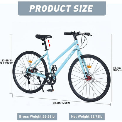 7 Speed Hybrid bike Disc Brake 700C Road Bike For men women's City Bicycle