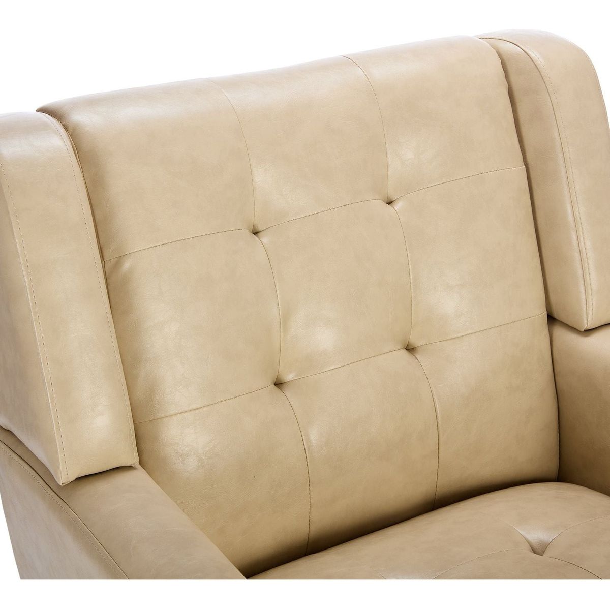 Modern Soft Leather Material Ergonomics Accent Chair Living Room Chair Bedroom Chair Home Chair With Black Legs For Indoor Home-Khaki PU