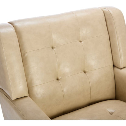 Modern Soft Leather Material Ergonomics Accent Chair Living Room Chair Bedroom Chair Home Chair With Black Legs For Indoor Home-Khaki PU