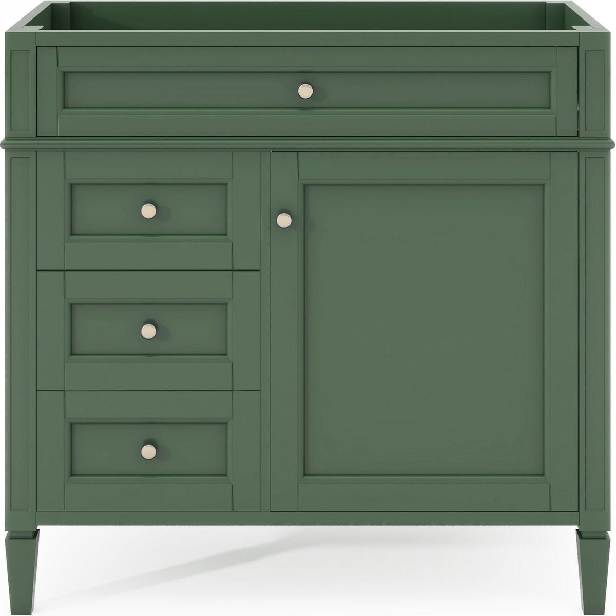 36" Bathroom Vanity without Top Sink, Modern Bathroom Storage Cabinet with 2 Drawers and a Tip-out Drawer, Solid Wood Frame (NOT INCLUDE BASIN SINK)