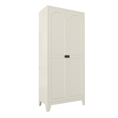 71'' 2 Shapely Door Cabinet With Lock, Metal Storage Cabinet with Doors and Adjustable Shelves, for Kitchen, Bedroom, Living Room(Beige)