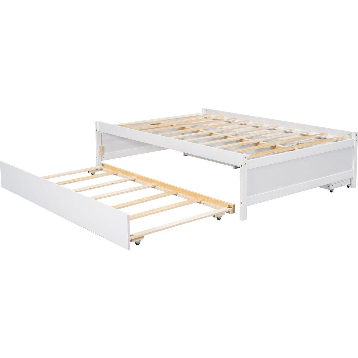 Versatile Full Bed with Trundle,Under bed Storage Box and Nightstand .White