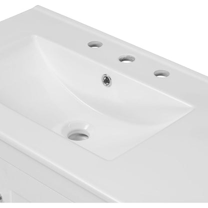 36" White Bathroom Vanity with Ceramic Sink Combo, Abundant Storage Cabinet -2 Soft-close doors and 5 drawers