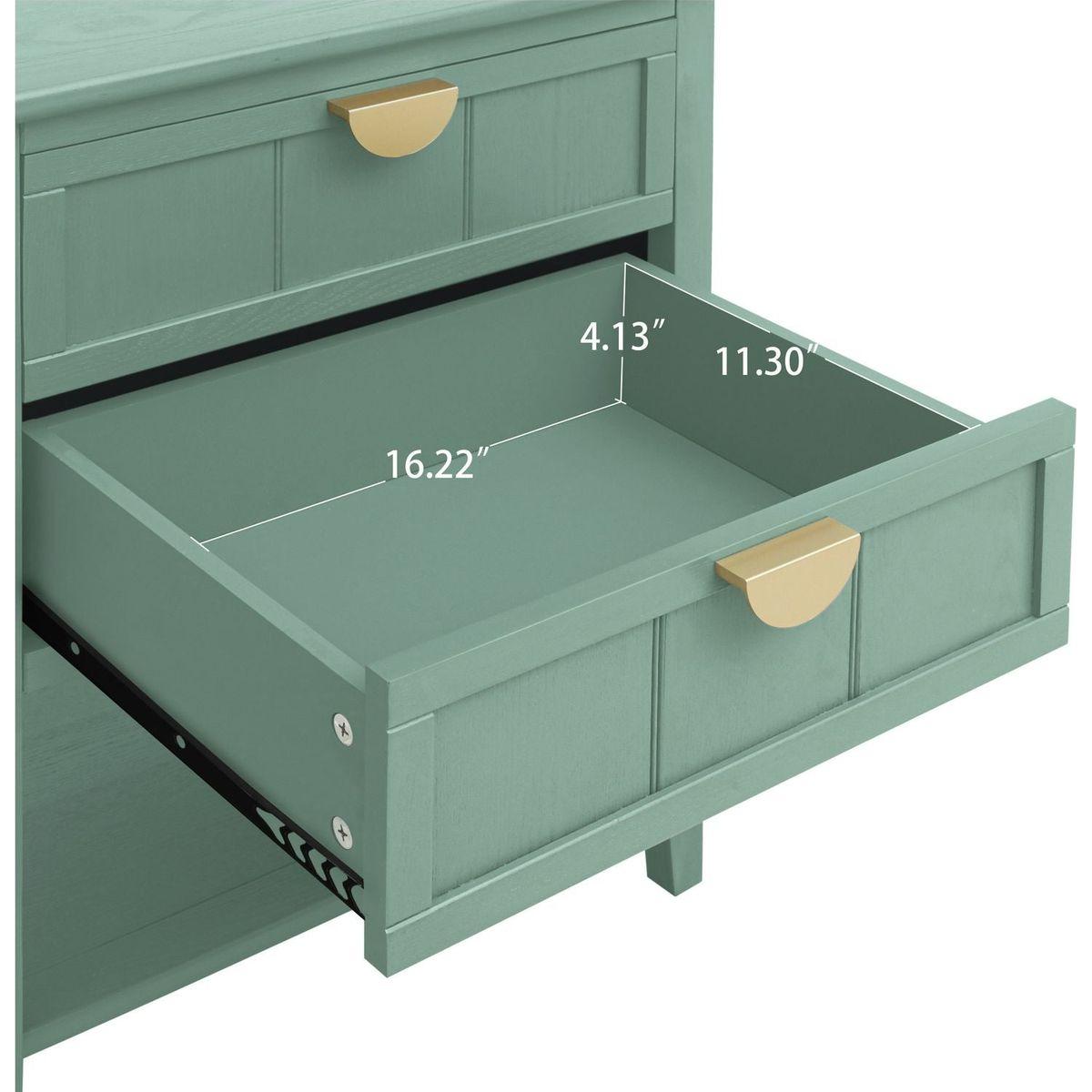 2 Drawer Side Table, American Style, End Table, Suitable for Bedroom, Living Room, Study