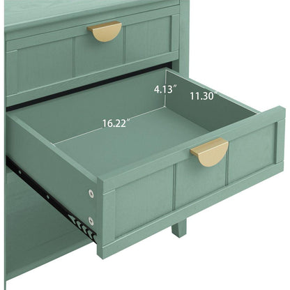 2 Drawer Side Table, American Style, End Table, Suitable for Bedroom, Living Room, Study