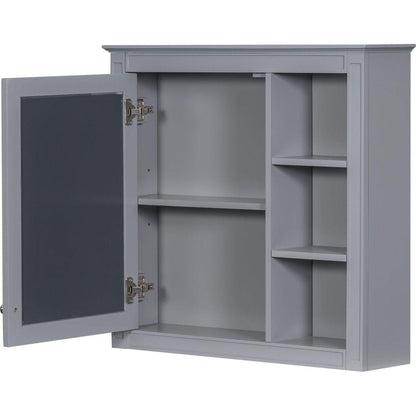 30" x 28" Medicine Cabinet, Wall Mounted Bathroom Storage Cabinet, Modern Bathroom Wall Cabinet with Mirror,Medicine Cabinet, Mirror Cabinet with 3 Open Shelves (Not Include Bathroom Vanity) - Streamdale Furniture