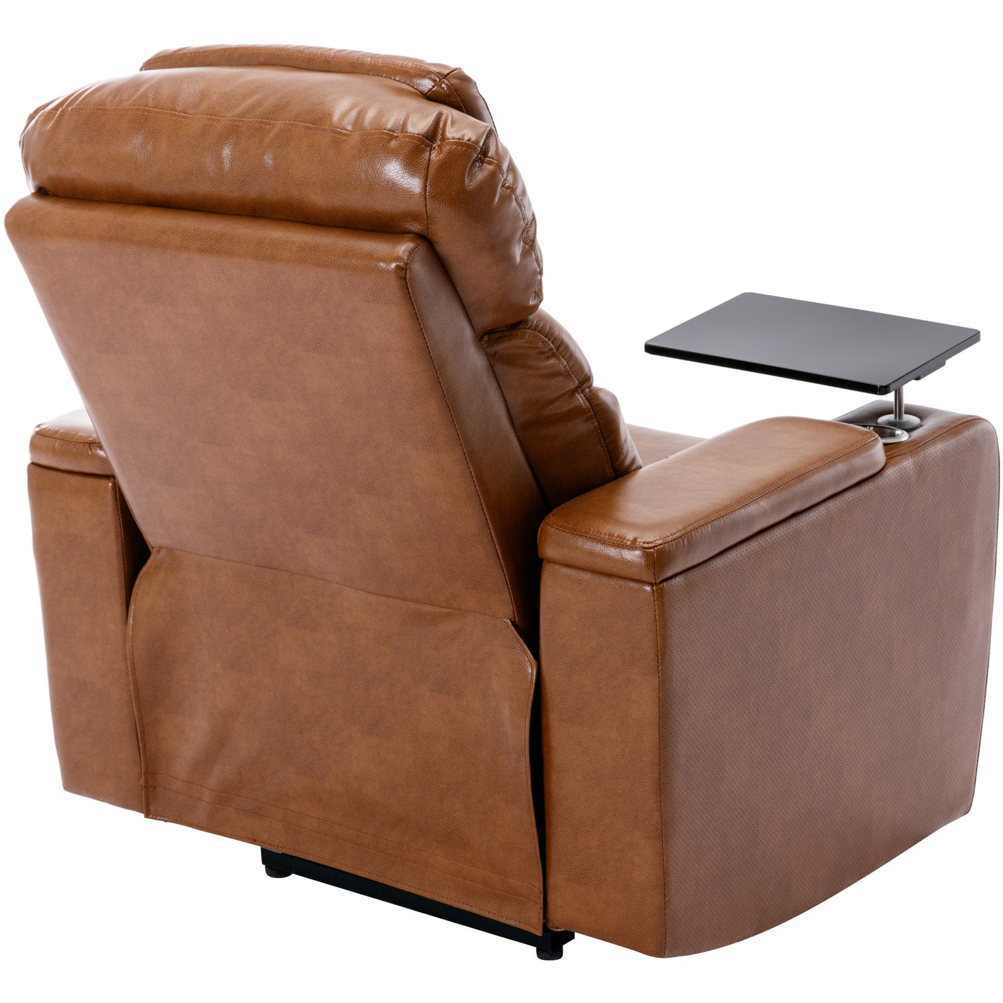 Power Motion Recliner with USB Charging Port and Hidden Arm Storage, Home Theater Seating with Convenient Cup Holder Design, and stereo(Light Brown)