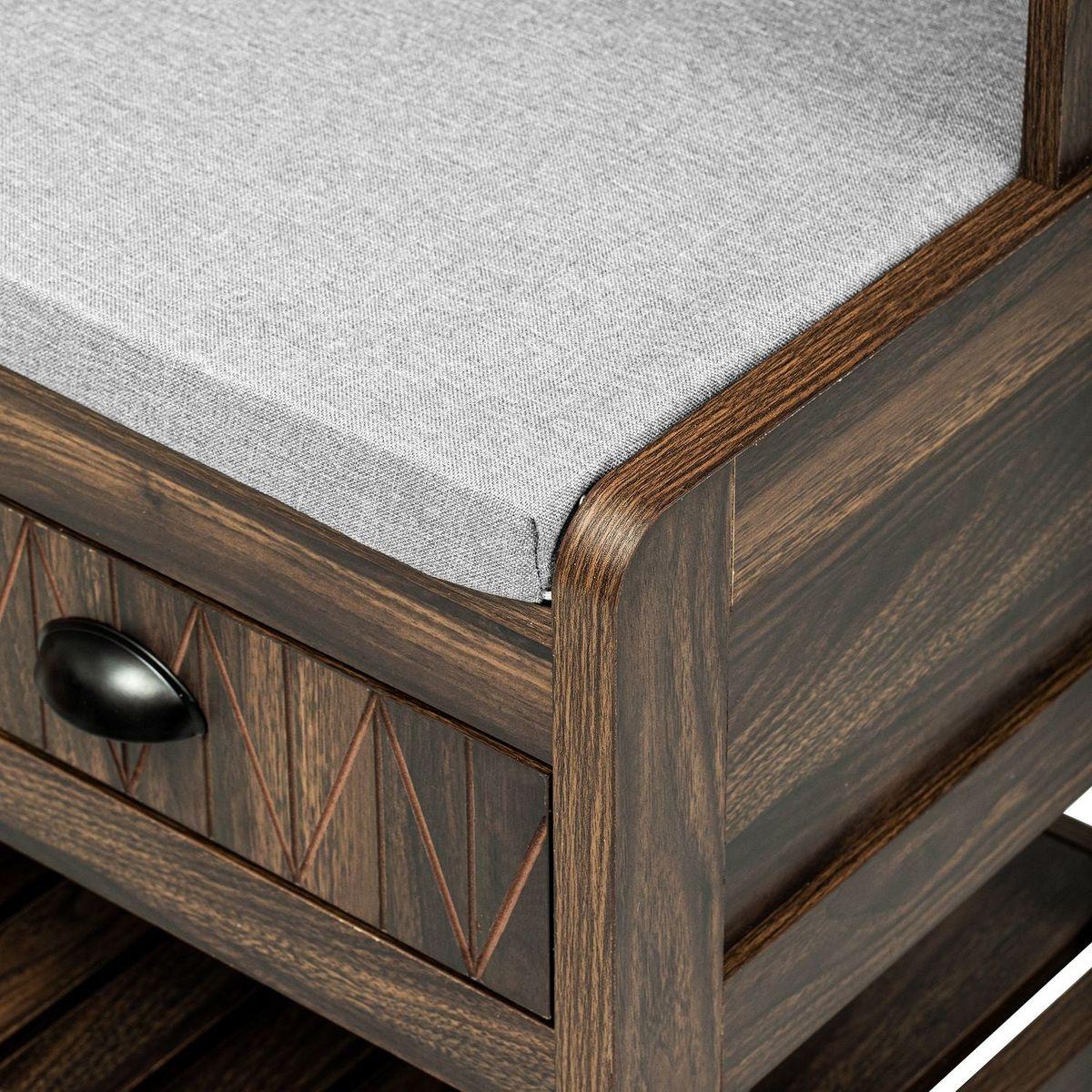 Hall Tree with 6 Hooks and Hinged Lid, Coat Hanger, Entryway Bench, Storage Bench, 3-in-1 Design, 69INCH, for Entrance, Hallway