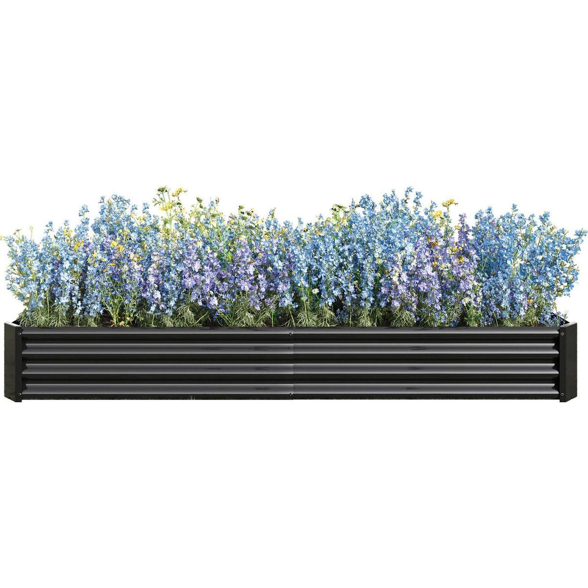 Raised Garden Bed Kit - Metal Raised Bed Garden7.6x3.7x0.98ft for Flower Planters, Vegetables Herb Black