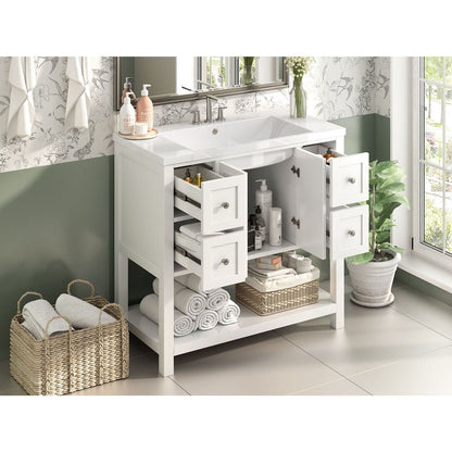 36" Bathroom Vanity with Undermount Sink,Free Standing Vanity Set with 4 Drawers& Soft Closing Doors,Solid Wood Frame Bathroom Storage Cabinet