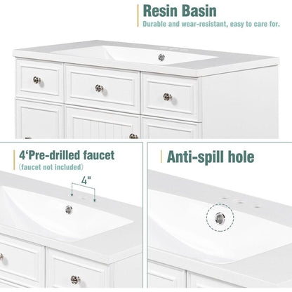 36" Bathroom Vanity Cabinet with Sink Top Combo Set,White,Single Sink,Shaker Cabinet with Soft Closing Door and Drawer