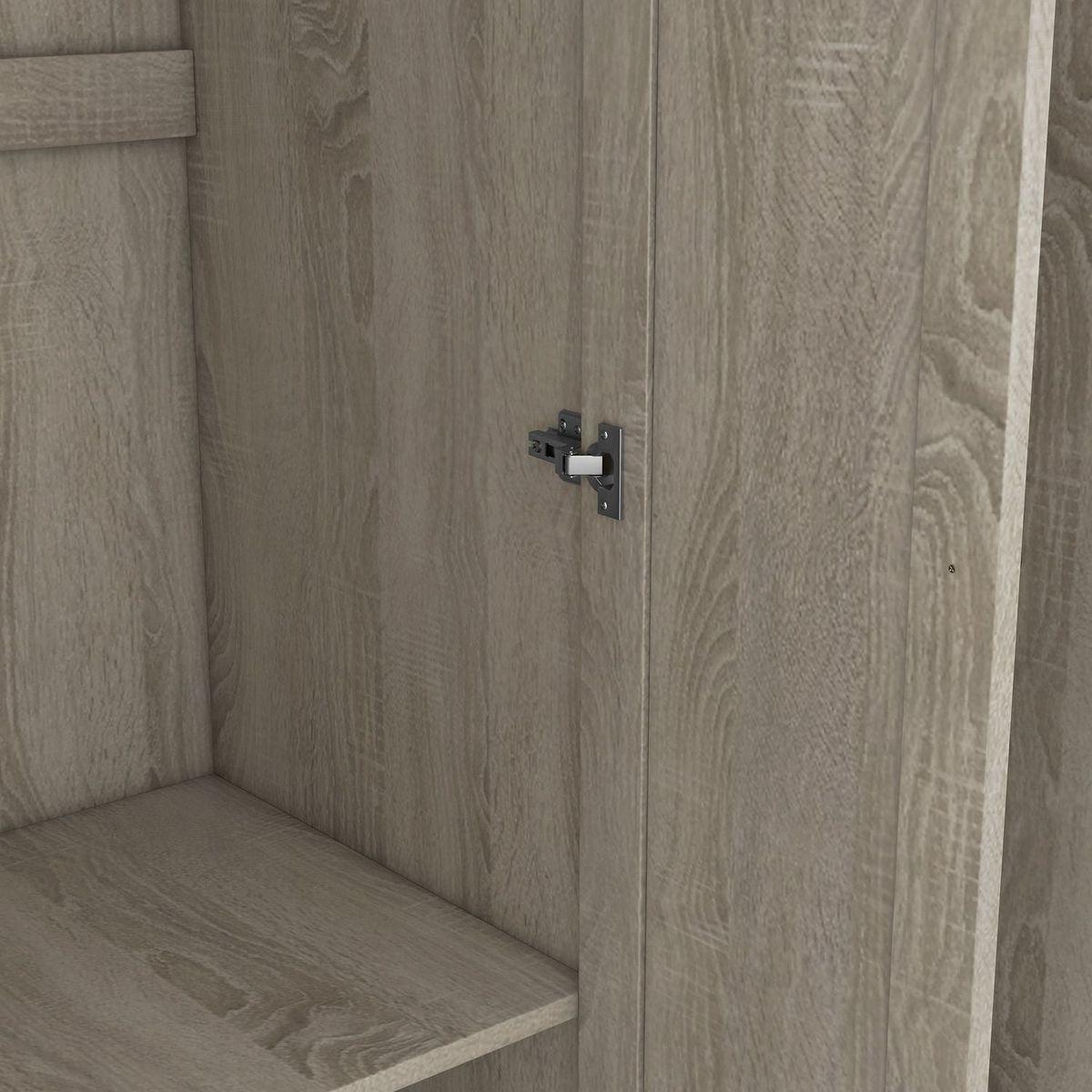 3-Door Shutter Wardrobe with shelves, Gray