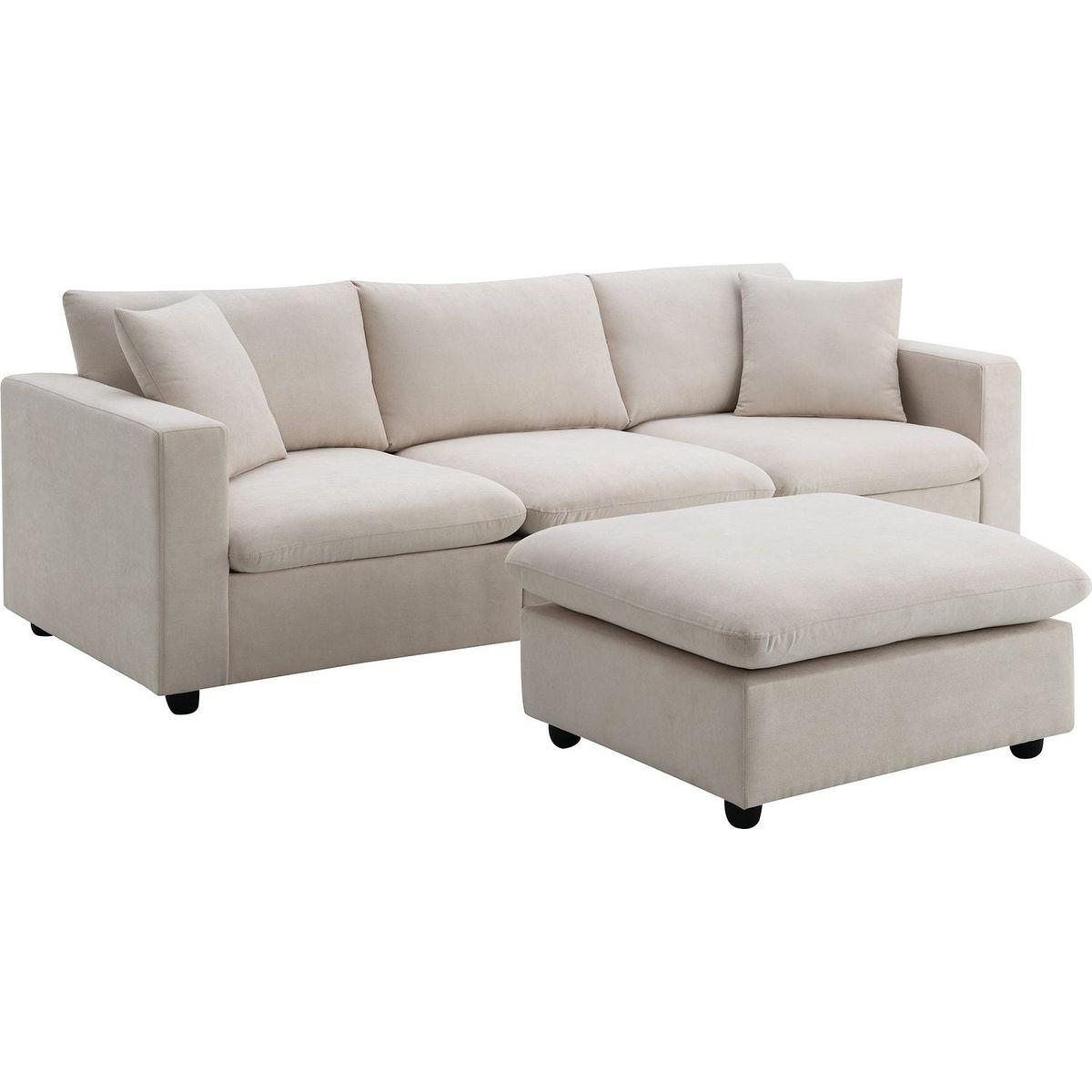 100.4x64.6" Modern Sectional Sofa,L-shaped Couch Set with 2 Free pillows,4-seat Polyester Fabric Couch Set with Convertible Ottoman for Living Room, Apartment, Office,4 Colors