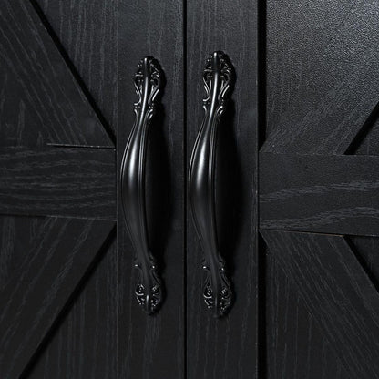 54.5" Farmhouse Kitchen Island with Power Outlet, Kitchen Storage Island with Internal Storage Rack, Drop Leaf, Spice Rack, Rolling Kitchen Cart on Wheels, for Home, Kitchen and Dining Room,Black