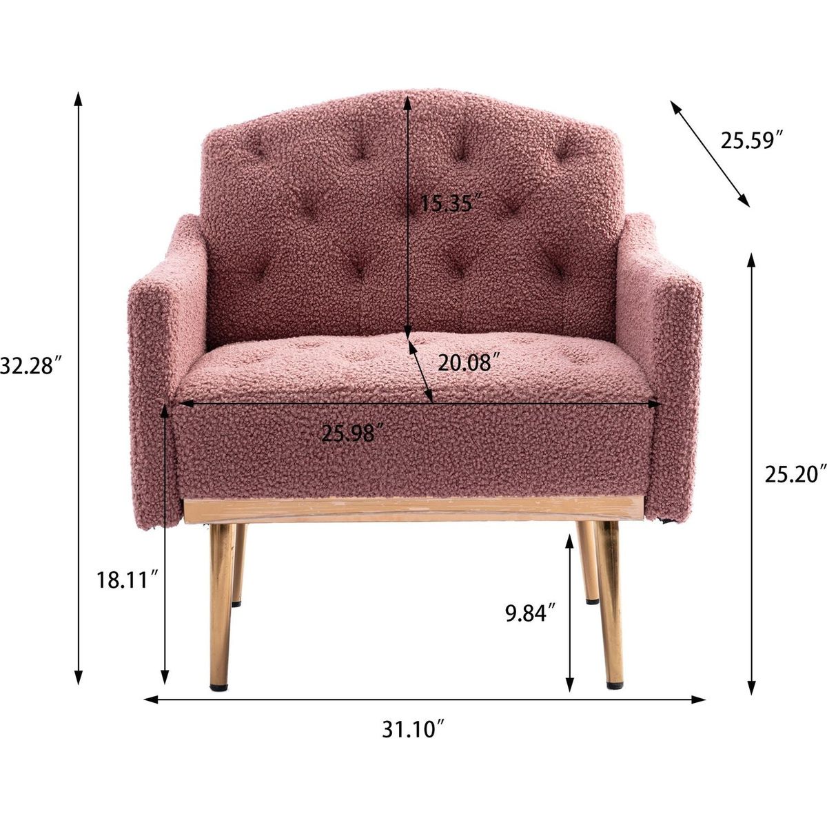 Accent Chair, leisure single sofa with Rose Golden feet