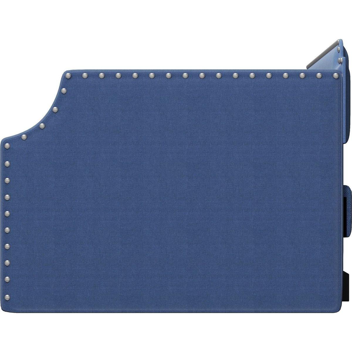 Upholstered Daybed with Trundle, Wood Slat Support,Upholstered Frame Sofa Bed, Twin,Blue