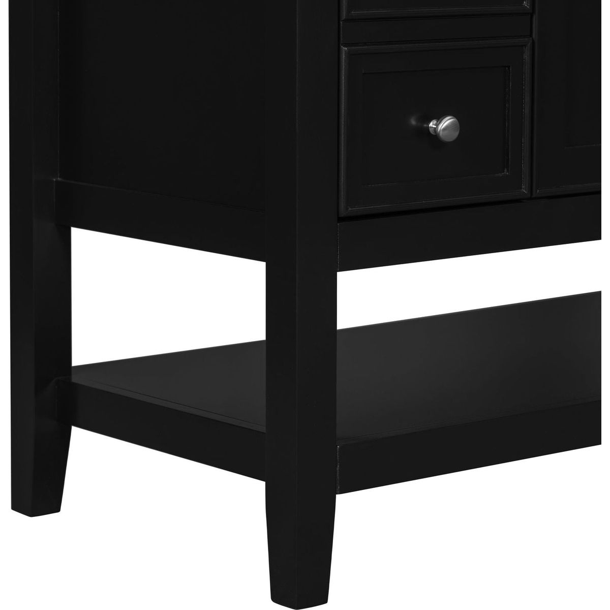 36" Bathroom Vanity with Sink Combo, One Cabinet and Three Drawers, Solid Wood and MDF Board, Black