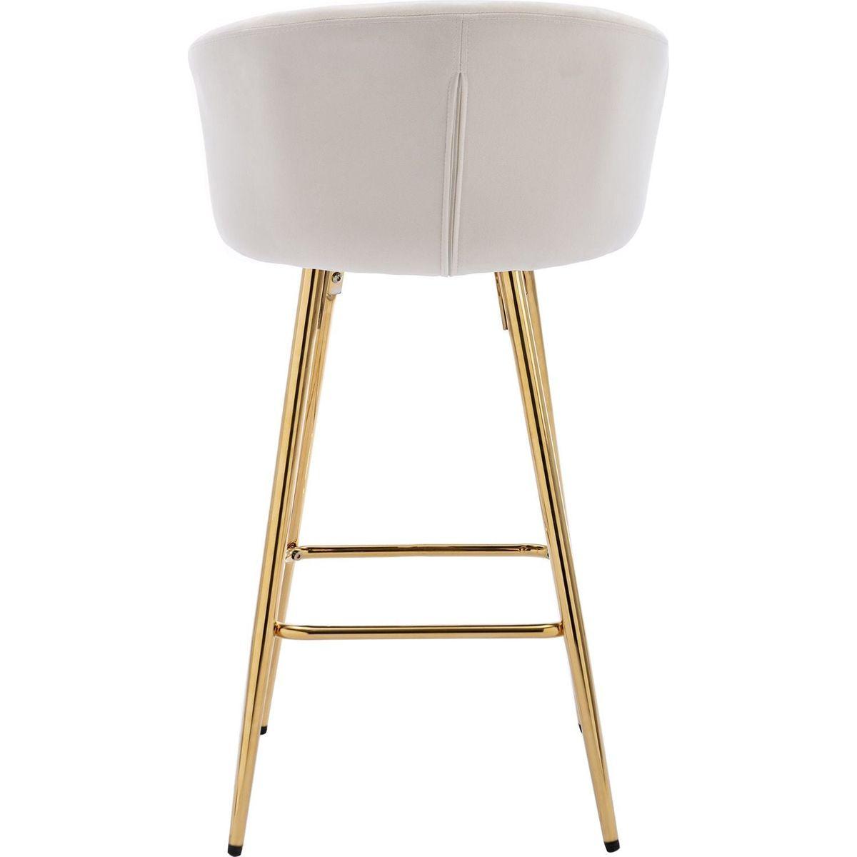 26 Inch Set of 2 Bar Stools,with Chrome Footrest and Base Velvet + Golden Leg Simple Bar Stoo,CREAM