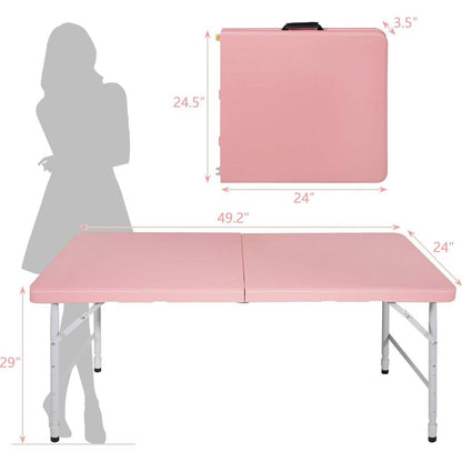 4ft Pink Portable Folding Table Indoor&Outdoor Maximum Weight 135KG Foldable Table for Camping