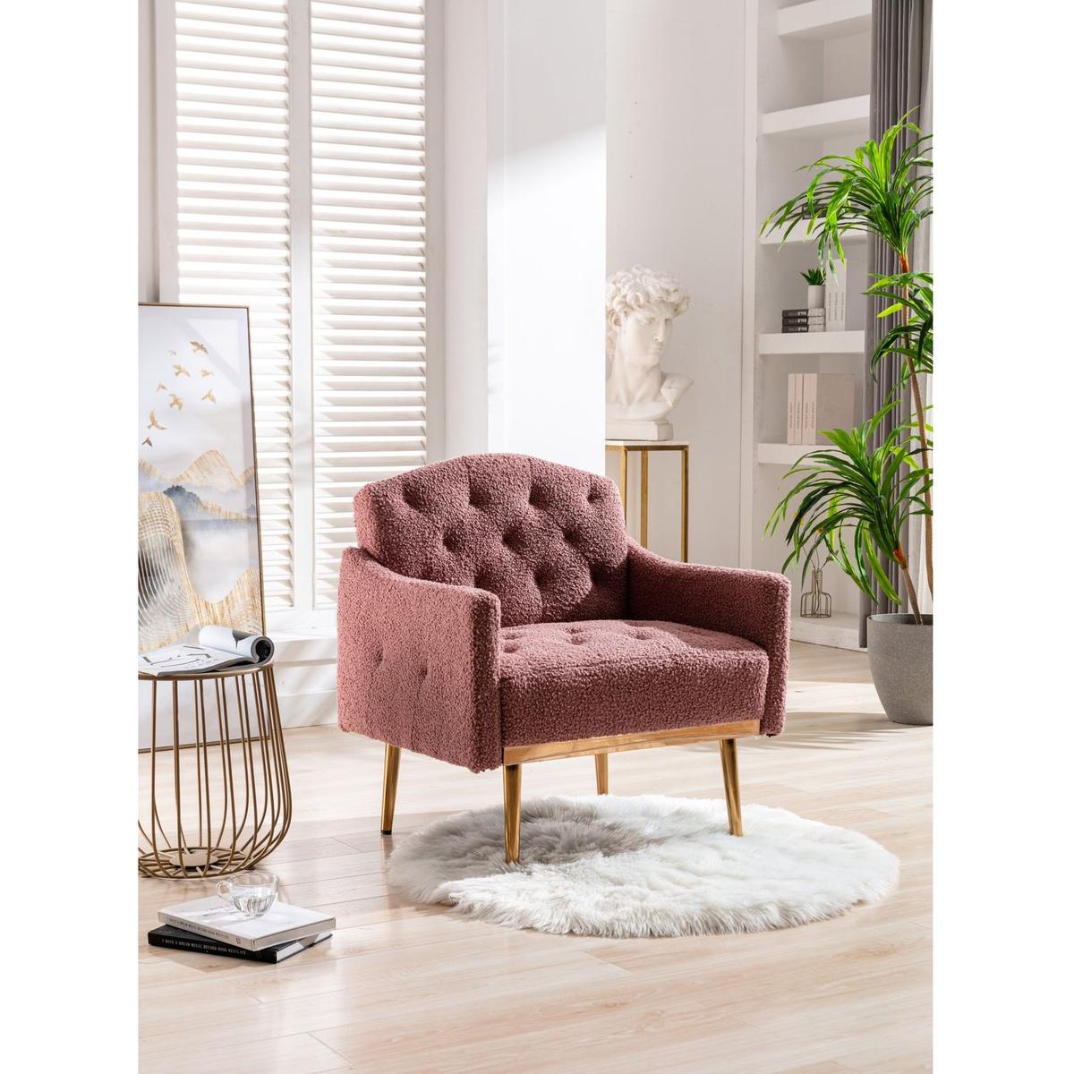 Accent Chair, leisure single sofa with Rose Golden feet