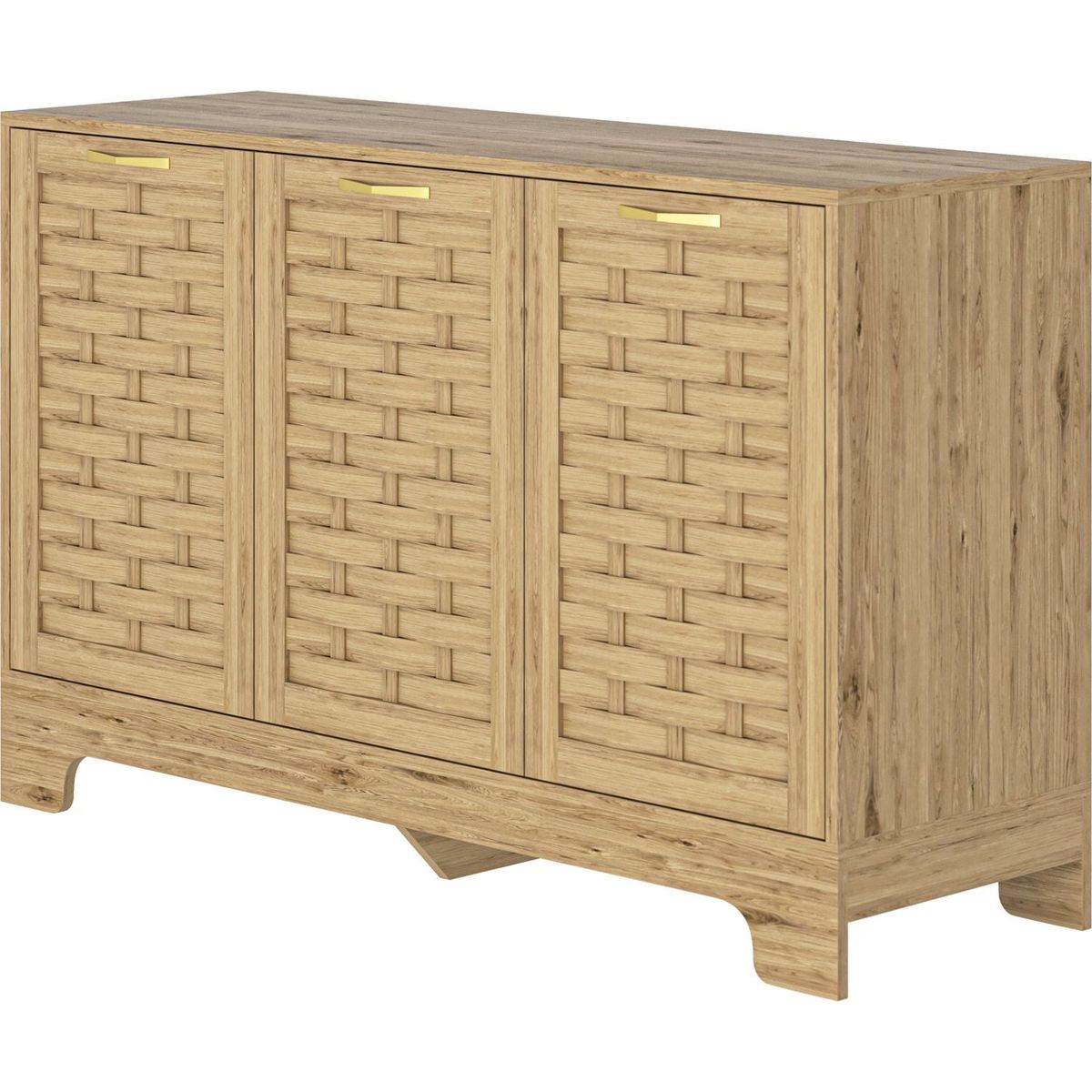 Storage Cabinet with 3 Doors, Wood Sideboard Buffet Storage with Adjustable Shelf, Anti-tip Kit Accent Cabinet for Living Room, Hallway, Entryway, Dining Room, Bedroom