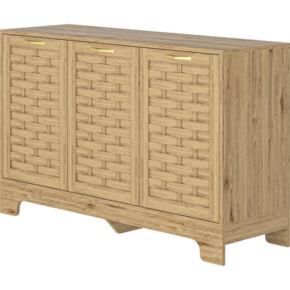 Storage Cabinet with 3 Doors, Wood Sideboard Buffet Storage with Adjustable Shelf, Anti-tip Kit Accent Cabinet for Living Room, Hallway, Entryway, Dining Room, Bedroom