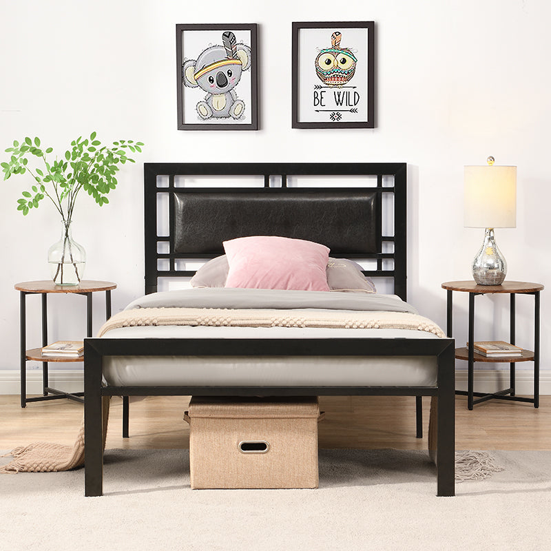Twin Size metal bed Sturdy System Metal Bed Frame, Modern style and comfort to any bedroom, black