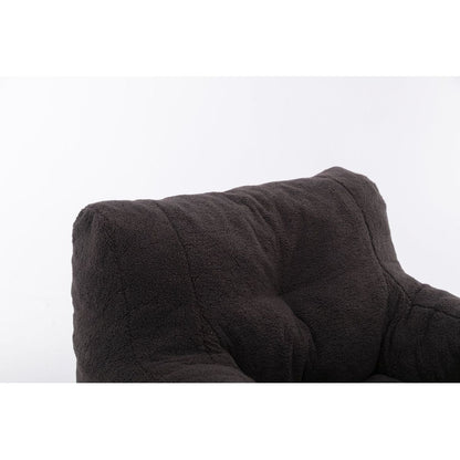 Soft Teddy Fabric Tufted Foam Bean Bag Chair With Teddy Fabric Dark Gray