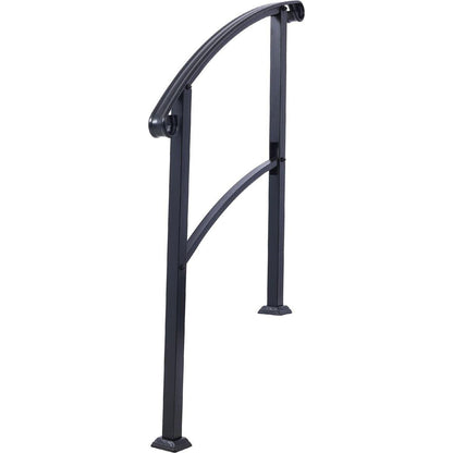 Handrails for Outdoor Steps, Fit 1 or 3 Steps Outdoor Stair Railing, White Wrought Iron Handrail, Flexible Front Porch Hand Rail, Transitional Handrails for Concrete Steps or Wooden Stairs