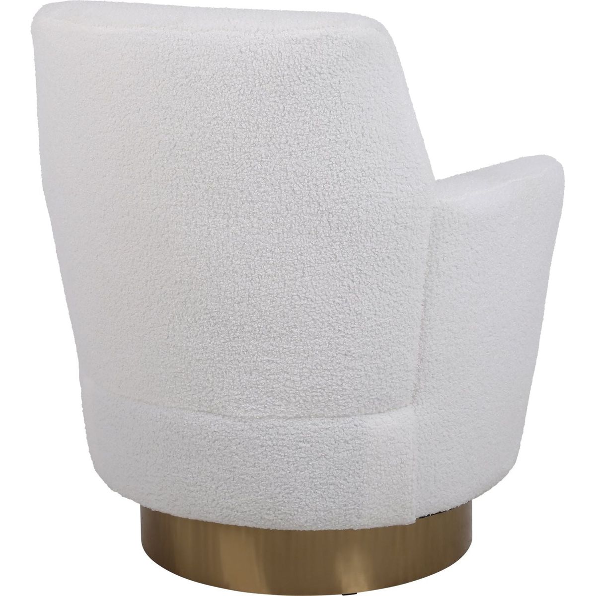 Teddy Swivel Barrel Chair, Swivel Accent Chairs Armchair for Living Room, Reading Chairs for Bedroom Comfy, Round Barrel Chairs with Gold Stainless Steel Base (Ivory)