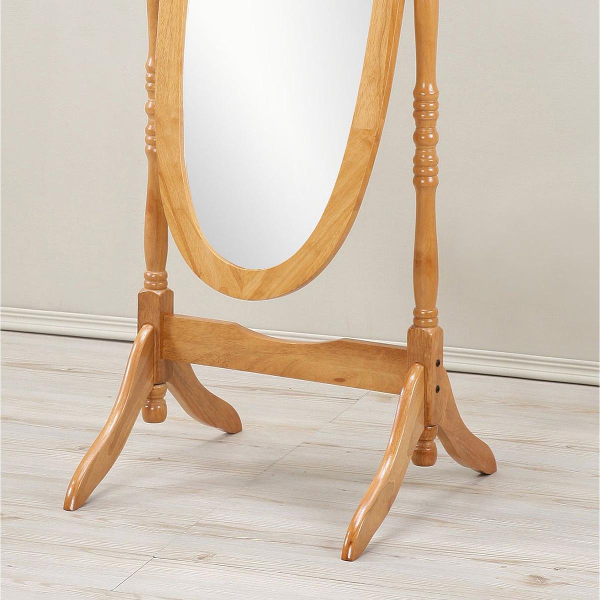 Traditional Queen Anna Style Wood Floor Cheval Mirror, Oak Finish - Streamdale Furniture