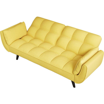 57 inch yellow sofa Soft two armrests throw pillow pillow comfortable fit apartment bedroom small space
