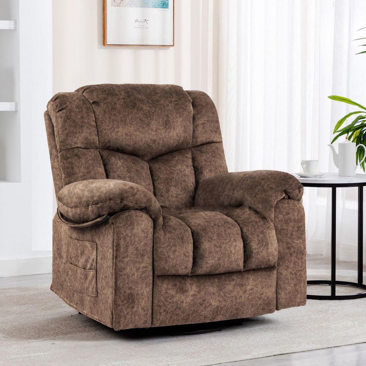 Swivel and Rocking Recliner Chair with Massage and Heating Bonded Leather Sofa